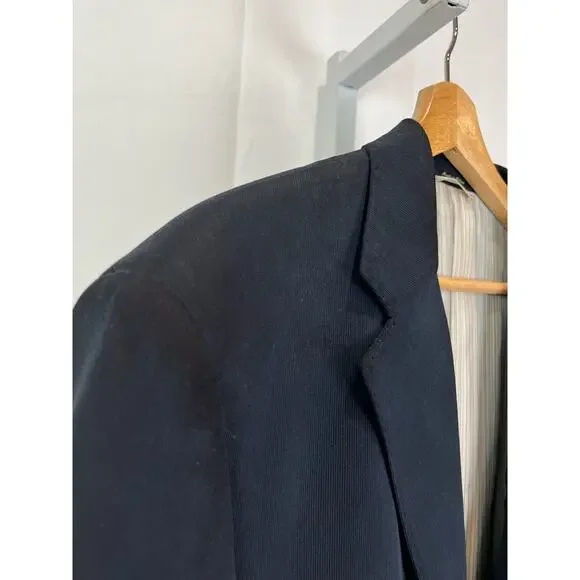 NWT IBIZA Size 40R San Miguel Silk Suit Jacket Sport Coat Two Button Navy Blue